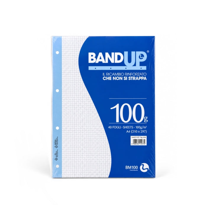 Band Up - Ricambi Rinforzati Raccoglitore - 40 Fogli A4 | 100 g/m² con Fori