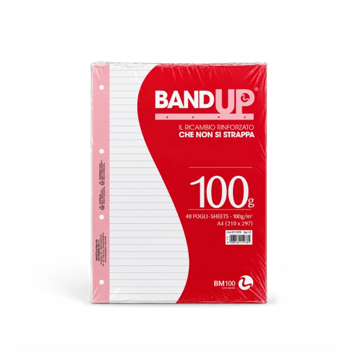 Band Up - Ricambi Rinforzati Raccoglitore - 40 Fogli A4 | 100 g/m² con Fori