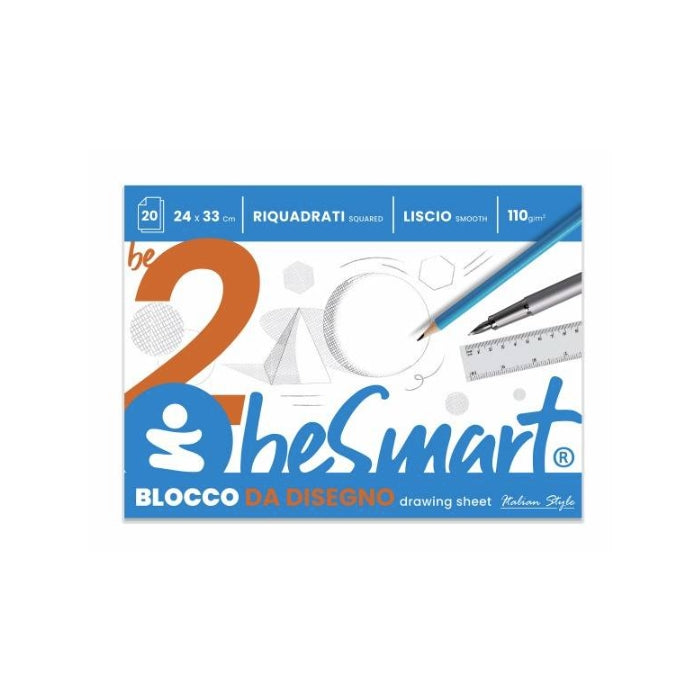 BeSmart - Be 2 - Album da Disegno - 24x33cm - Liscio Riquadrato | 20 Fogli - 110g/m²