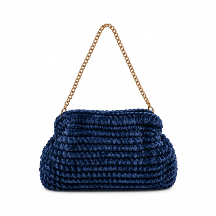Beta.B - Borsa a Spalla | Ciniglia con Tracolla a Catena Dorata