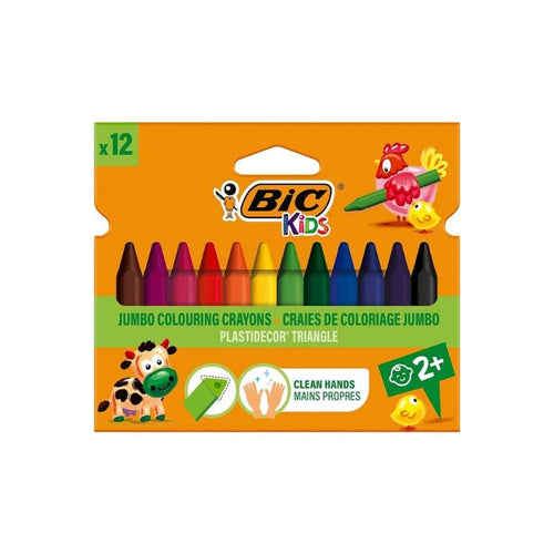 Bic - Kids - Jumbo Colouring Crayons - Craies De Coloriage Jumbo - Pastelli A Cera Jumbo - 12 Pezzi