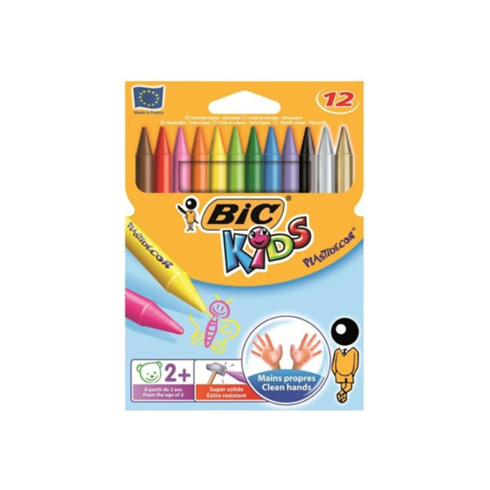 Bic - Kids - Plastidecor - Pastelli Colorati - 12 Pezzi