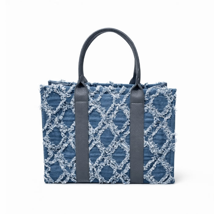 Cartoleria 4+1 - Borsa A Mano - Denim con Manici | Effetto Pelle
