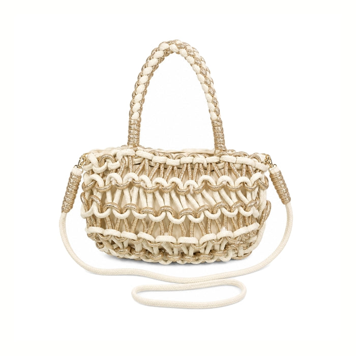 Cartoleria 4+1 - Borsa A Mano a Doppio Manico e Tracolla in Beige e Bronzo | Borsa Donna Elegante a Spalla e Crossbody