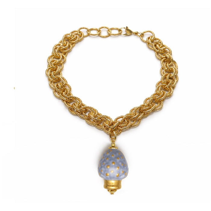 Cartoleria 4+1 - Bracciale Catena Dorata con Ciondolo Siciliano | Gioiello Donna con Charm Variabili