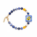 Cartoleria 4+1 - Bracciale Maiolica Siciliana con Limoni | Stile Mediterraneo - Blu e Oro