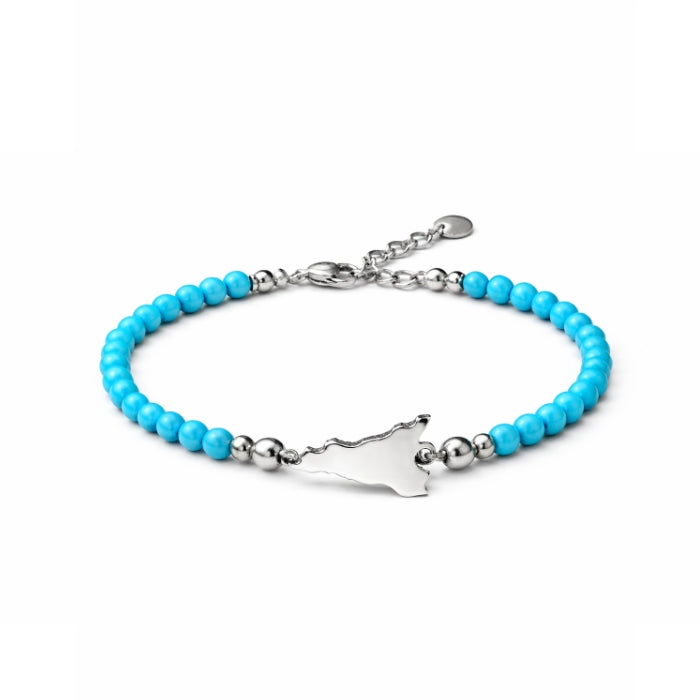 Cartoleria 4+1 - Bracciale Sicilia in Acciaio Inox e Pietra Turchese | Gioiello Elegante