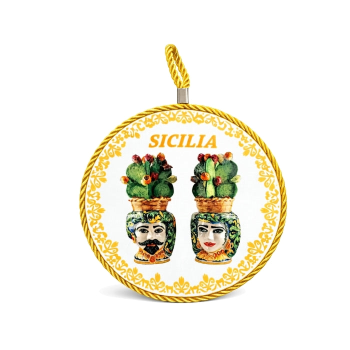 Cartoleria 4+1 - Decorazione Siciliana - Collezione Tradizione Sicula | Sottopentola Rotonda