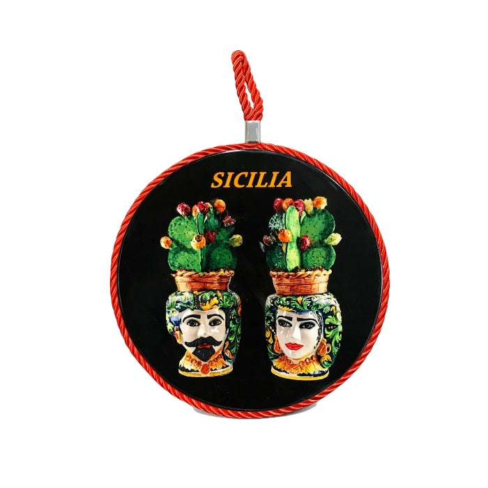 Cartoleria 4+1 - Decorazione Siciliana - Collezione Tradizione Sicula | Sottopentola Rotonda