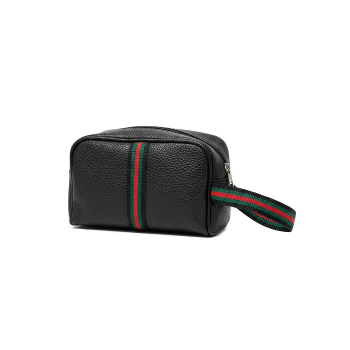 Cartoleria 4+1 - Double Gred - Pochette da Polso in Similpelle Nera con Laccio Rigato