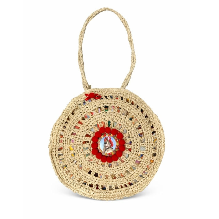 Cartoleria 4+1 - L'Orlando Siculo - Borsa Rotonda Intrecciata con Decorazione Siciliana