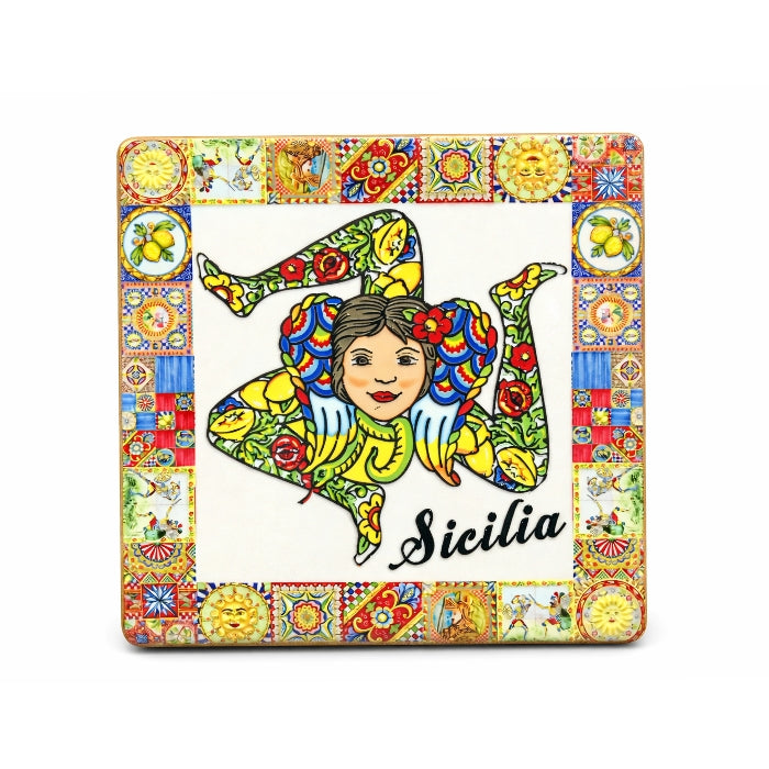 Cartoleria 4+1 - Mattonella Decorativa con Retro in Sughero - Quadrata | Stile Siciliano