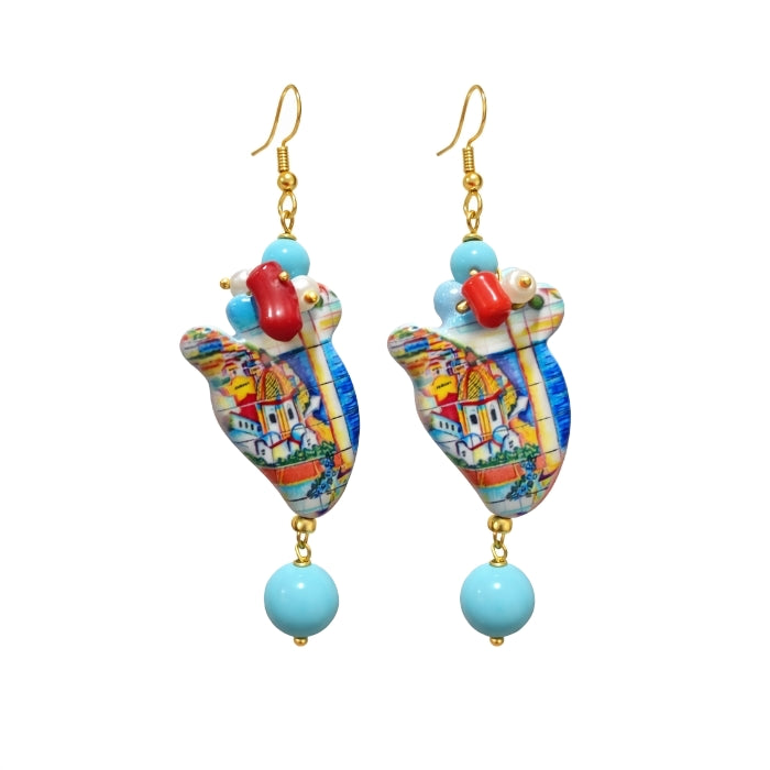 Cartoleria 4+1 - Orecchini Pendenti in Ceramica con Pala di Fico d’India | Ceramica Decorata