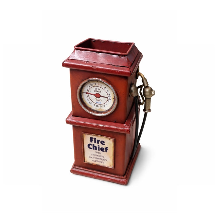 Cartoleria 4+1 - Organizer da Scrivania Vintage "Fire Chief" | Portapenne Decorativo Retro-Gara con Quadrante