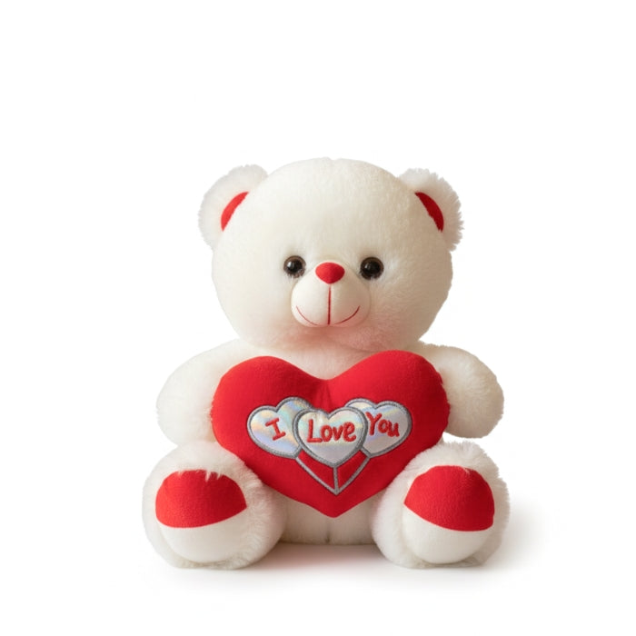 Cartoleria 4+1 - Peluche - Orsetto Bianco con Cuore "I Love You"