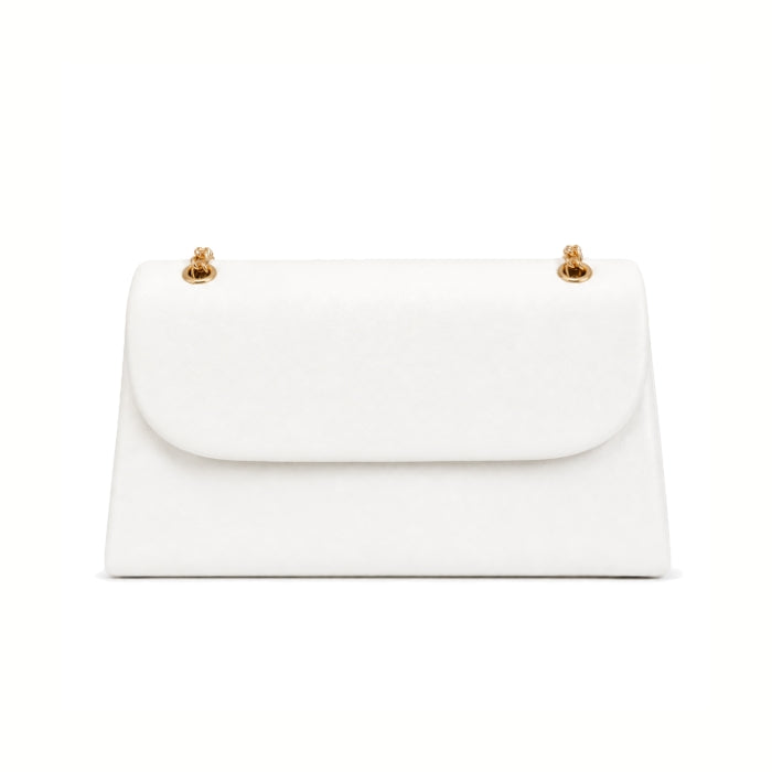 Cartoleria 4+1 - Pochette da Cerimonia - Elegante con Catena Oro Donna | Pochette Rigida Beige/Bianco con Tracolla