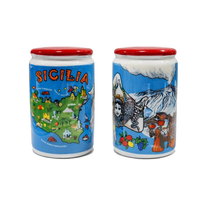 Cartoleria 4+1 - Saliera e Pepiera - Set da Cucina | Decorazione Souvenir Siciliano