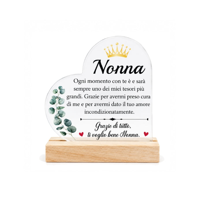 Cartoleria 4 + 1 - Targa Dedica "Nonna" in Plexiglass con Base in Legno