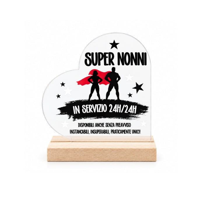 Cartoleria 4+1 - Targa dedica " Super Nonni" in Plexiglass con Base in Legno