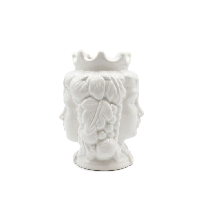 Cartoleria 4+1 - Testa di Moro Doppia Faccia in Ceramica Bianca | Decorazione Siciliana Artigianale