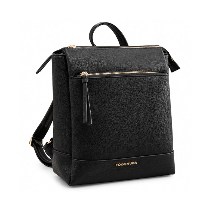 Coconuda - Zaino Donuda Nero | Zainetto Elegante con Tasche Zip e Dettagli Dorati