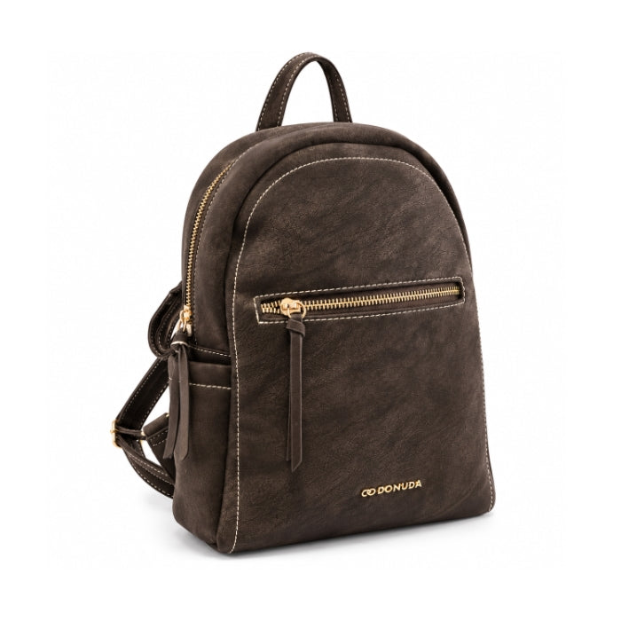 Coconuda - Zaino Nabuc - Elegante Scamosciato con Zip Dorate e Cuciture a Contrasto