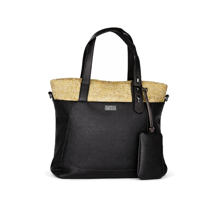 Coveri Collection - Borsa A Spalla - Similpelle & Raffia | Nera