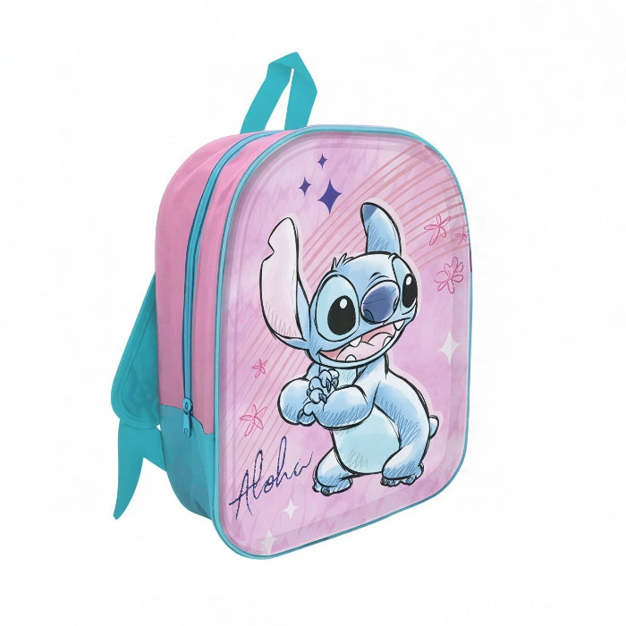 Disney - Stitch - Zaino Asilo | Grafica 3D con Scritta "Aloha"