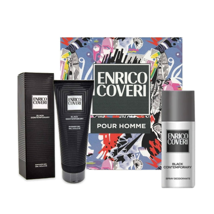 Enrico Coveri - Black Contemporary Shower Gel + Deodorant Spray - Cofanetto
