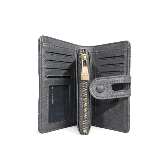 Enrico Coveri - Portafoglio - Compatto Grigio con Zip e Portacarte
