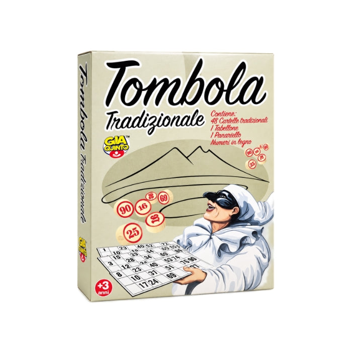 Già Quinto - Gioco da Tavola - Tombola Tradizionale Napoletana con 48 Cartelle e Numeri in Legno