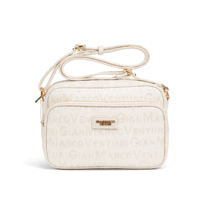 GianMarco Venturi - Borsa A Tracolla - Bianca Elegante | Compatta con Zip e Tracolla Regolabile