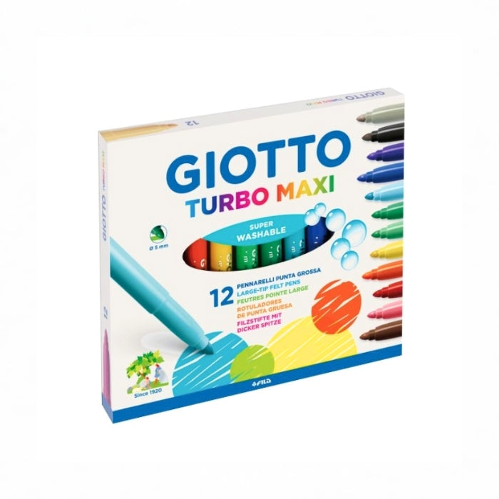 Giotto - Turbo Maxi - Pennarelli - Super Washable - 12 Pezzi