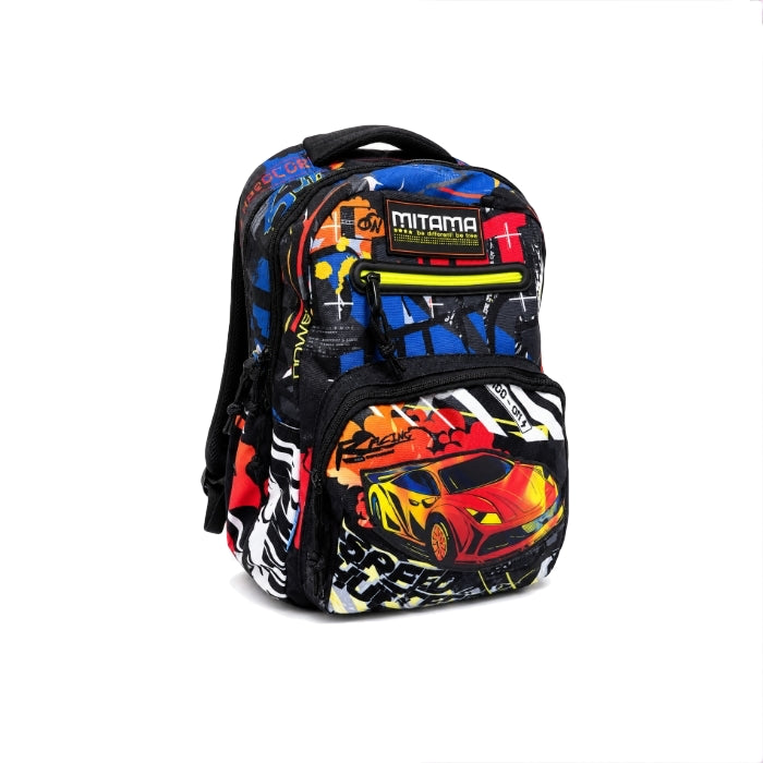 Mitama - Zaino Scolastico - Racing Car con Tasche Multiple