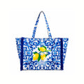 Mona - Borsa A Spalla Mare - Maiolica Siciliana con Limoni | Shopper Grande Mediterranea