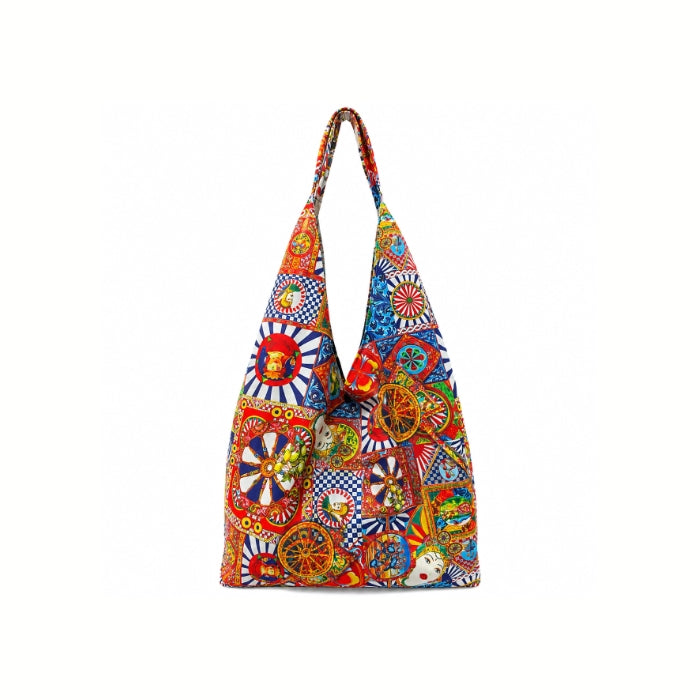 Mona - Set Mare - Sicilia Carretto Siciliano - Borsa Mare Coordinata con Telo Mare | Stile Maiolica Mediterranea