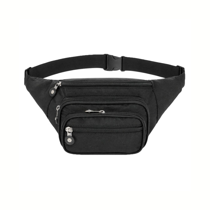OR&MI - Marsupio Nero Multi Tasche con Zip | Borsa Vita per Viaggio e Tempo Libero