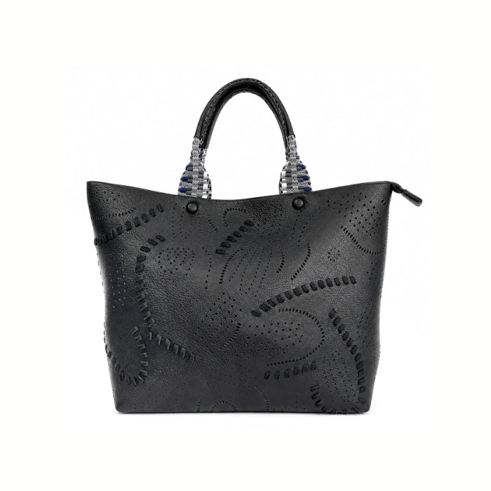 Tommasini - Borsa A Spalla Traforata con Manici Decorati | Tote Bag Elegante Capiente