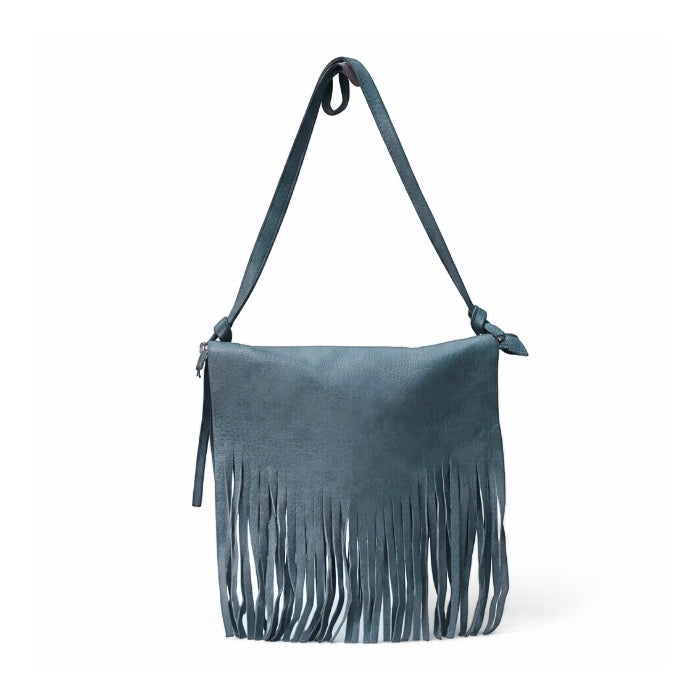 Urban Style - Tracolla - Frange in Similpelle - Blu | Stile Boho Chic
