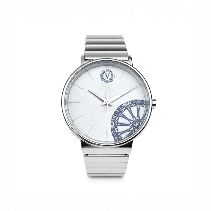 VJM - Bijoux & Watches - Orologio da Polso - Acciaio - Quadrante Chiaro con Dettaglio Decorativo Ruota | 40mm