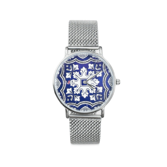 VJM - Bijoux & Watches - Orologio da Polso - Argentato - Quadrante Ceramica Greca | Cinturino Maglia Milanese