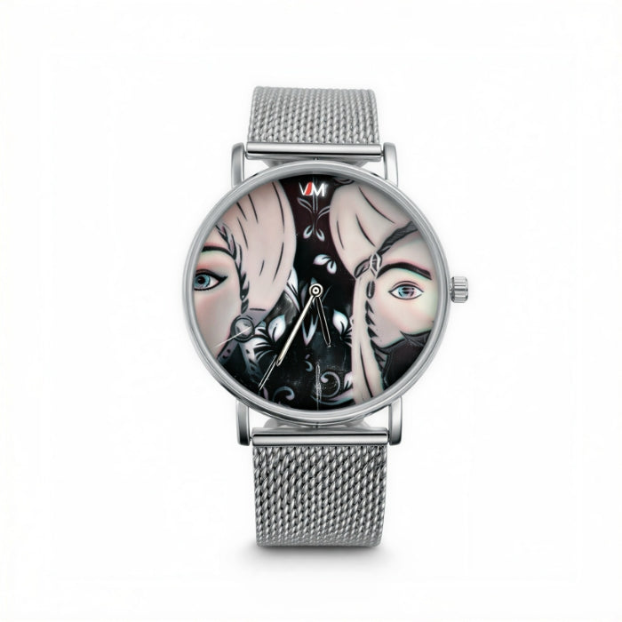 VJM - Bijoux & Watches - Orologio da Polso - Argentato - Quadrante Nero con Mori di Sicilia | Cinturino Maglia Milanese