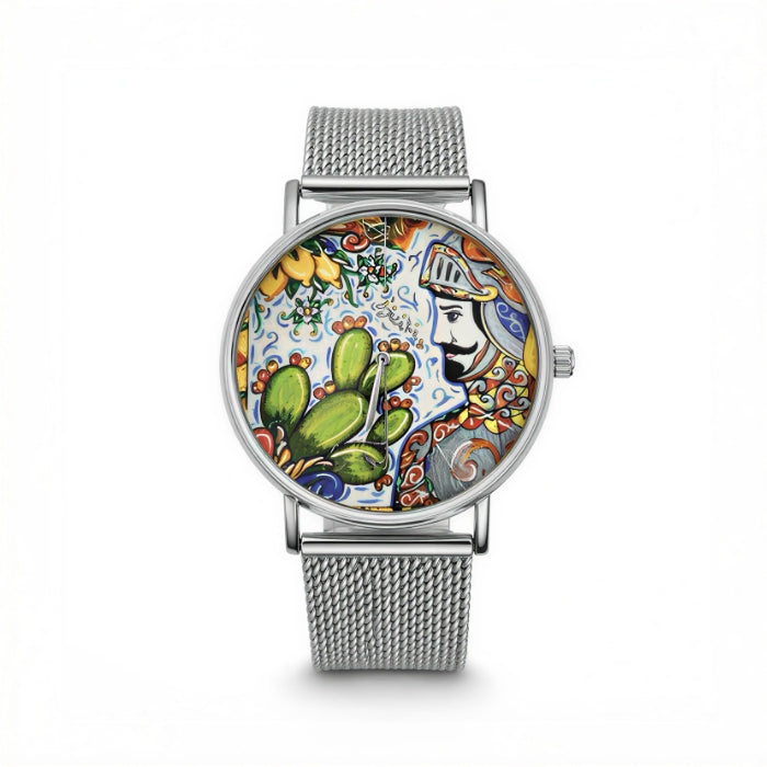 VJM - Bijoux & Watches - Orologio da Polso - Argentato - Quadrante con Soldato Siciliano | Cinturino Maglia Milanese