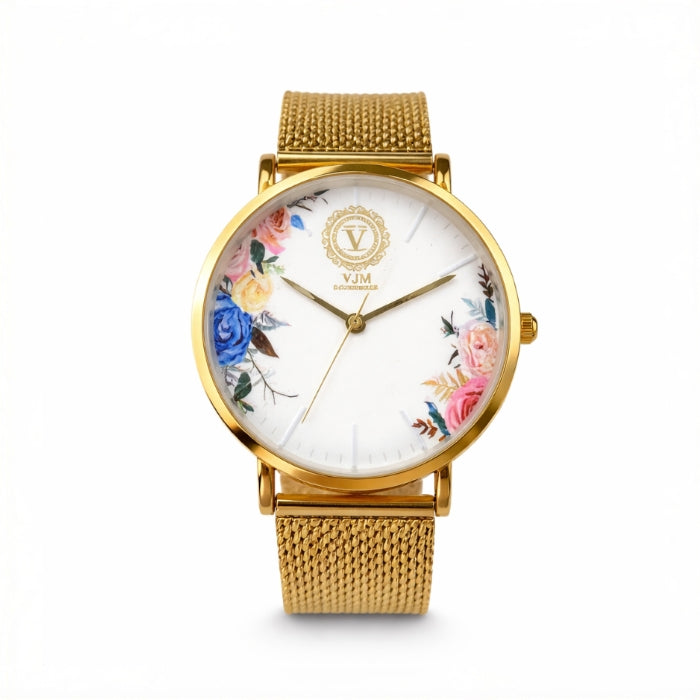 VJM - Bijoux & Watches - Orologio da Polso - Rosato - Quadrante con Arco di Fiori | Cinturino Maglia Milanese