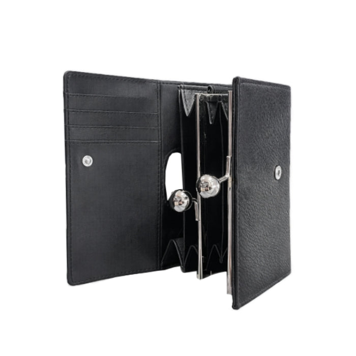 You Young Coveri - Portafoglio Donna Nero in Similpelle con Chiusura a Clip | Compatto Portamonete e Porta Carte