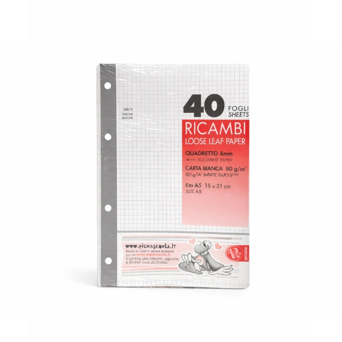 Pigna - Ricambi Raccoglitore - Quadretti da 4mm - 80gr - A5